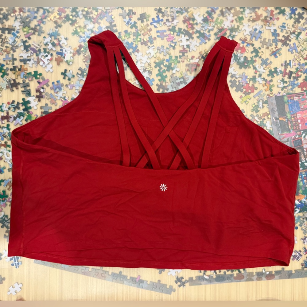 NWOT Athleta Bright Red High-Neck Minimalist Strappy Sports Yoga Cardio Bra